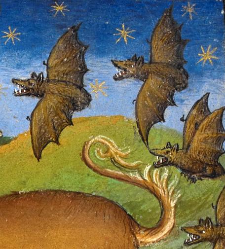 Bats. Le Livre et le vraye hystoire du bon roy Alixandre, France 1420. BL, Royal 20 B XX, fol. 51v.
#medieval #MedievalArt