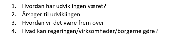 Nogle generiske spørgsmål, skærmbillede af dokument