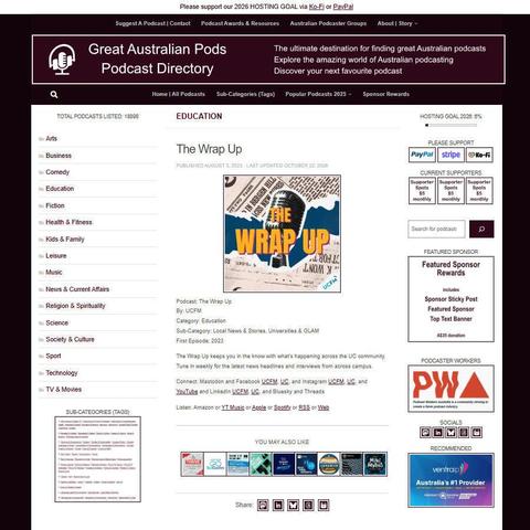 The Wrap Up   
Screenshot of the podcast listing on the Great Australian Pods website