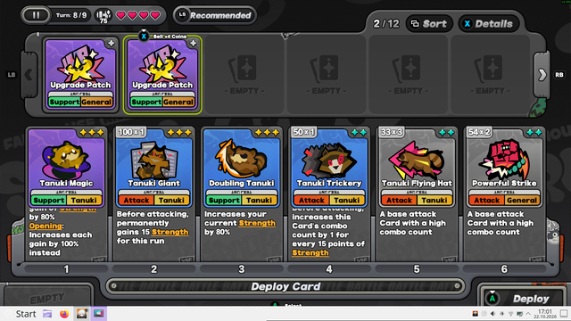 screenshot of a deck i build in a challenge level