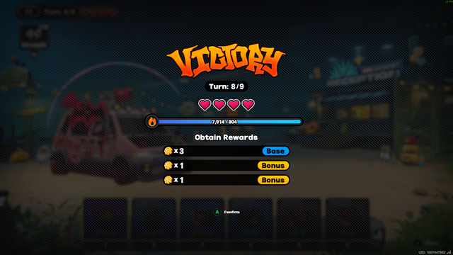 victory screen showing that deck dealt 7914 damage against an enemy that only needed 804 damage