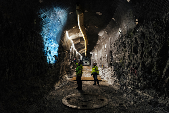 Photo from inside the underground Onkalo facility, craved out of rock at 400 meter depth.