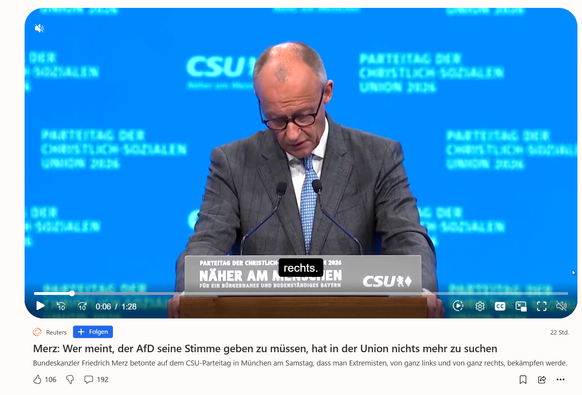 Screenshot msn:
Merz: Wer meint, der AfD seine Stimme geben zu müssen, hat in der Union nichts mehr zu suchen