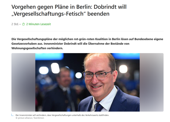 screenshot msn:
Vorgehen gegen Pläne in Berlin: Dobrindt will „Vergesellschaftungs-Fetisch“ beenden