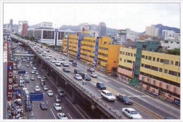 Photo of the expressway filled with cars from the air