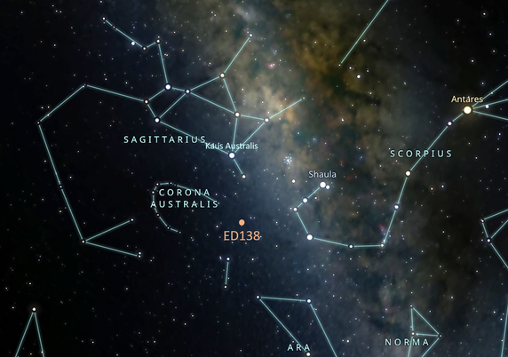 Sky map of the region around Sagittarius as seen from near Cerro Pachón in Chile.