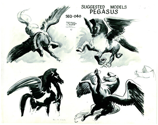 More dramatic pegasus stallion ink wash drawings.